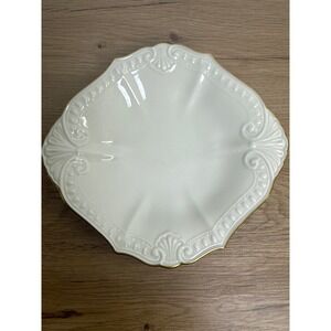 LENOX Chadwick Collection China Cream 8 1/2 x 8” Candy Dish w/ 24K Gold Trim